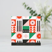 Cartes Pour Fêtes Annuelles Motif Bauhaus Moderne Rouge et Vert (Debout devant)