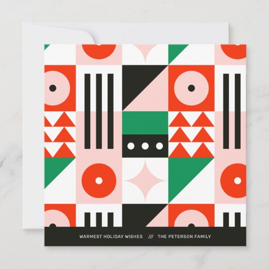 Cartes Pour Fêtes Annuelles Motif Bauhaus Moderne Rouge et Vert (Devant)