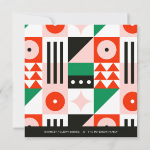 Cartes Pour Fêtes Annuelles Motif Bauhaus Moderne Rouge et Vert