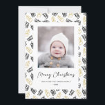 Cartes Pour Fêtes Annuelles Motif cadeau Black Script mignon or noir<br><div class="desc">Envoyez des salutations de vacances personnalisables et personnalisées à vos amis, vos collègues et votre famille en cartes photos simples, minimalistes, élégants, amusants, festifs et modernes ! Un beau cadre de variété de cadeaux de Noël dorés et noirs et des cadeaux enveloppés de rubans entourent votre photo. Le message de...</div>