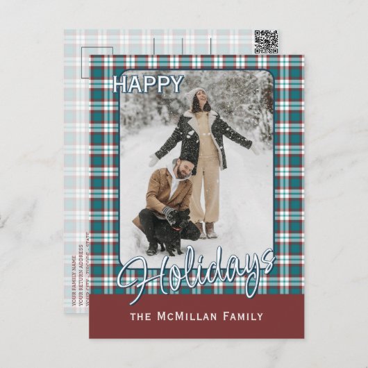 Cartes Pour Fêtes Annuelles Motif carreau rustique élégant de classe (Devant / Derrière)