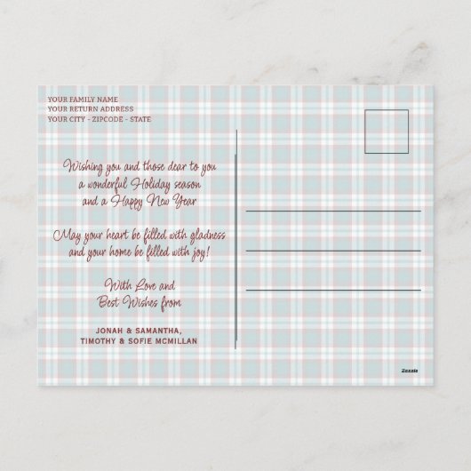 Cartes Pour Fêtes Annuelles Motif carreau rustique élégant de classe (Dos)