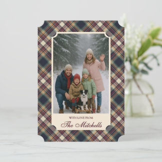 Cartes Pour Fêtes Annuelles Motif carreaux bleu foncé vert rouge classique Fêt