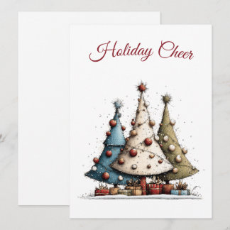 Cartes Pour Fêtes Annuelles Motif d'arbre de Noël dessiné à la main de manière