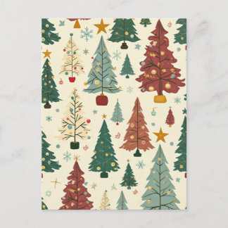 Cartes Pour Fêtes Annuelles Motif d'arbre de Noël moderne du milieu du siècle
