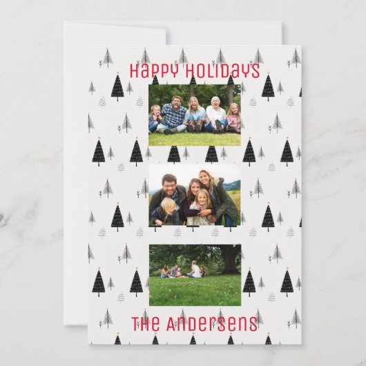 Cartes Pour Fêtes Annuelles Motif d'arbre de Noël noir et blanc moderne (Devant)