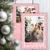 Cartes Pour Fêtes Annuelles Motif d'arbre rose et blanc Noël