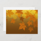 Cartes Pour Fêtes Annuelles Motif d'automne avec feuilles d'érable en chute et (Devant / Derrière)