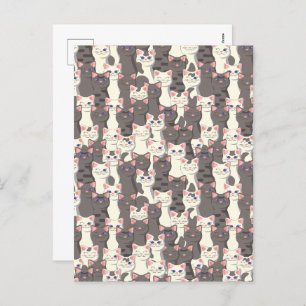 Cartes Pour Fêtes Annuelles Motif de chats blancs et gris
