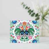 Cartes Pour Fêtes Annuelles Motif de coq polonais carré (Debout devant)