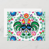 Cartes Pour Fêtes Annuelles Motif de coq polonais carré (Devant / Derrière)