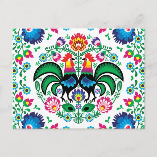 Cartes Pour Fêtes Annuelles Motif de coq polonais carré (Devant)