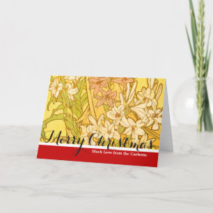 Cartes Pour Fêtes Annuelles Motif de fleurs de lys d'Alphonse Mucha : Art nouv