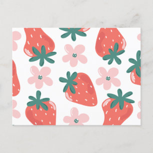 Cartes Pour Fêtes Annuelles Motif de fraises et de fleurs