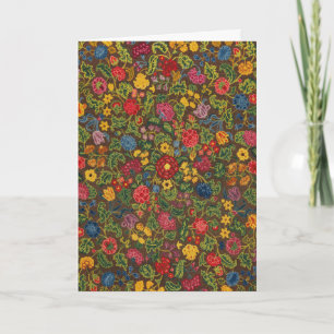 Cartes Pour Fêtes Annuelles Motif de jardin botanique antique vibrant