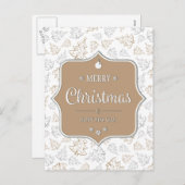 Cartes Pour Fêtes Annuelles Motif de Noël Brown et argenté (Devant / Derrière)