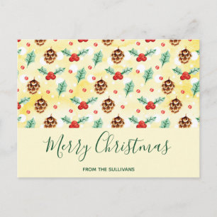Cartes Pour Fêtes Annuelles Motif de Noël Cônes de Pin et Houx