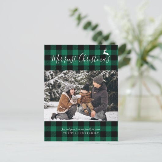 Cartes Pour Fêtes Annuelles Motif de Noël de Buffalo Vert (Debout devant)