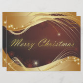 Cartes Pour Fêtes Annuelles Motif de Noël doré avec arrière - plan rouge (Devant / Derrière)