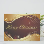 Cartes Pour Fêtes Annuelles Motif de Noël doré avec arrière - plan rouge (Debout devant)