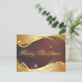 Cartes Pour Fêtes Annuelles Motif de Noël doré avec arrière - plan rouge (Debout devant)