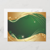 Cartes Pour Fêtes Annuelles Motif de Noël doré avec arrière - plan vert... (Devant / Derrière)