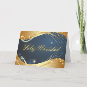 Cartes Pour Fêtes Annuelles Motif de Noël doré avec fond bleu...