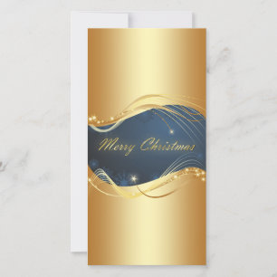 Cartes Pour Fêtes Annuelles Motif de Noël doré avec fond bleu... Ho