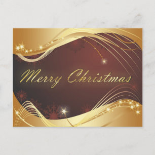Cartes Pour Fêtes Annuelles Motif de Noël doré avec fond rouge