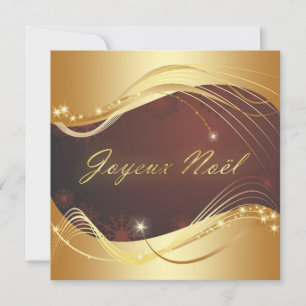 Cartes Pour Fêtes Annuelles Motif de Noël doré avec fond rouge...