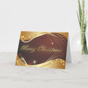 Cartes Pour Fêtes Annuelles Motif de Noël doré avec fond rouge