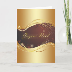 Cartes Pour Fêtes Annuelles Motif de Noël doré avec fond rouge...