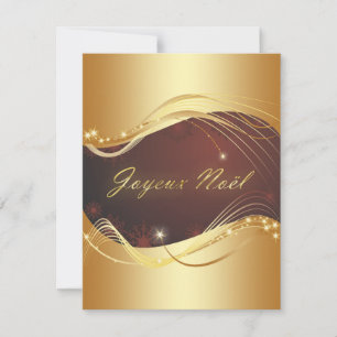 Cartes Pour Fêtes Annuelles Motif de Noël doré avec fond rouge...