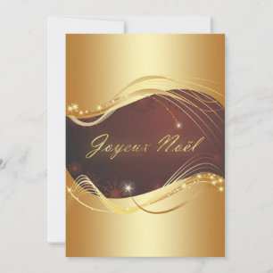 Cartes Pour Fêtes Annuelles Motif de Noël doré sur fond rouge...
