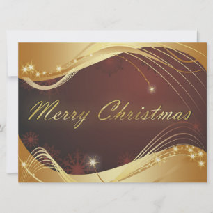 Cartes Pour Fêtes Annuelles Motif de Noël doré sur fond rouge