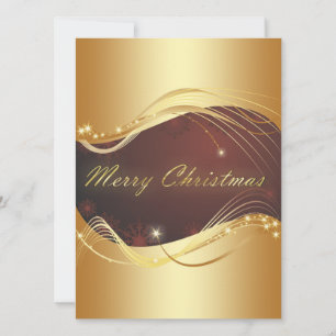 Cartes Pour Fêtes Annuelles Motif de Noël doré sur fond rouge