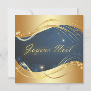 Cartes Pour Fêtes Annuelles Motif de Noël or avec fond bleu