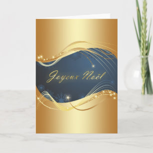 Cartes Pour Fêtes Annuelles Motif de Noël or avec fond bleu