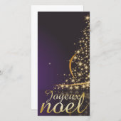 Cartes Pour Fêtes Annuelles Motif de Noël pourpre avec de Noël dorarbre (Devant / Derrière)