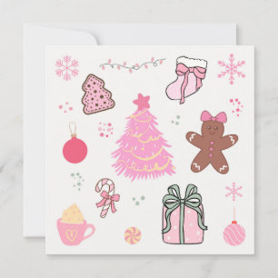 Cartes Pour Fêtes Annuelles Motif de Noël rose