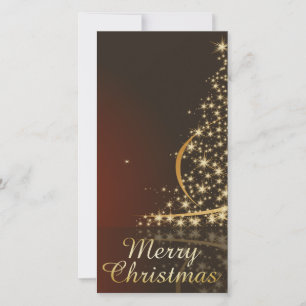 Cartes Pour Fêtes Annuelles Motif de Noël rouge avec arbre de Noël doré.