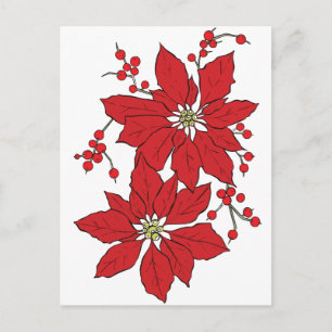 Cartes Pour Fêtes Annuelles Motif de Noël Rouge Poinsettia