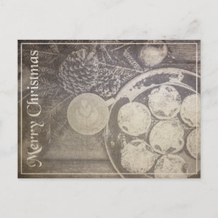 Cartes Pour Fêtes Annuelles Motif de Noël vintage avec biscuits et café