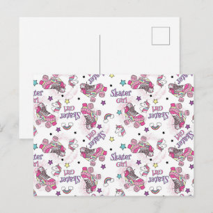 Cartes Pour Fêtes Annuelles Motif de patin à roulettes licorne fille skater mi