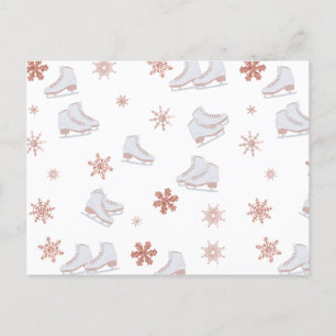 Cartes Pour Fêtes Annuelles Motif de patinage rose Gold Glace Skates Blush Pin