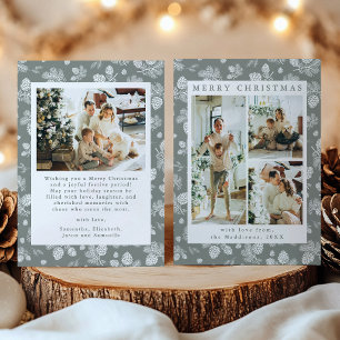 Cartes Pour Fêtes Annuelles Motif de pomme de pin de Noël multi-photo Vert