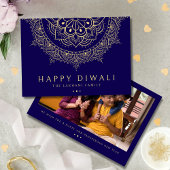 Cartes Pour Fêtes Annuelles Motif de rangoli pour Diwali joyeux bleu foncé