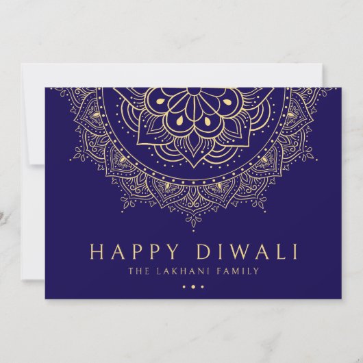 Cartes Pour Fêtes Annuelles Motif de rangoli pour Diwali joyeux bleu foncé (Devant)