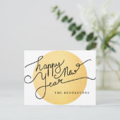 Cartes Pour Fêtes Annuelles Motif de Texture d'or moderne Joyeux Script de Nou (Debout devant)