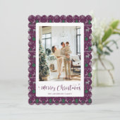 Cartes Pour Fêtes Annuelles Motif d'hiver blanc violet (Debout devant)